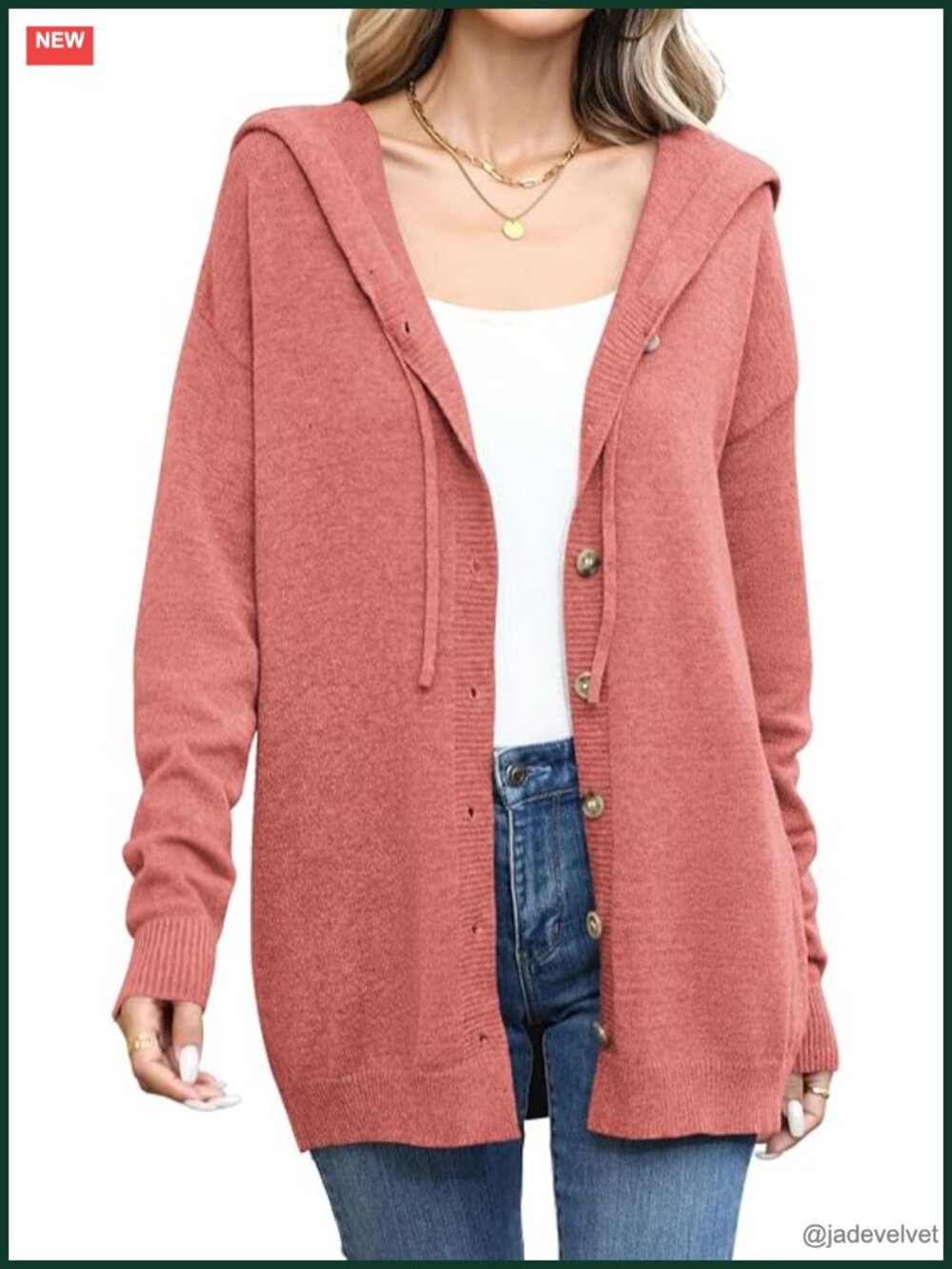 Button Down Hoodie Cardigan Sweater Long Sleeve Open Front Knit Fall Winter